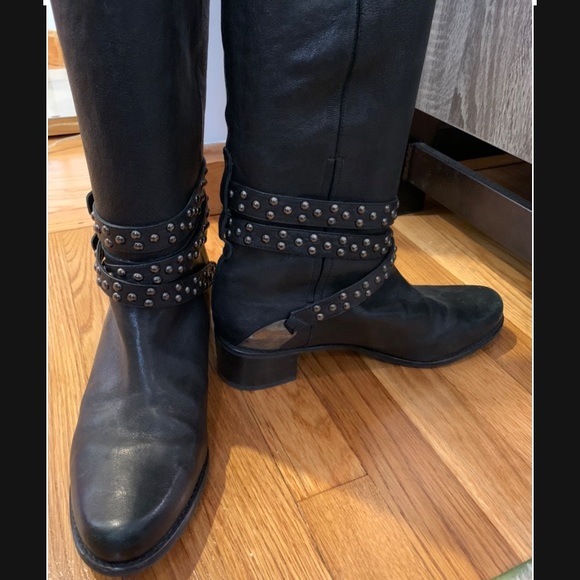 Black Knee High Studded Boots by Stuart Weitzman - Picture 5 of 10